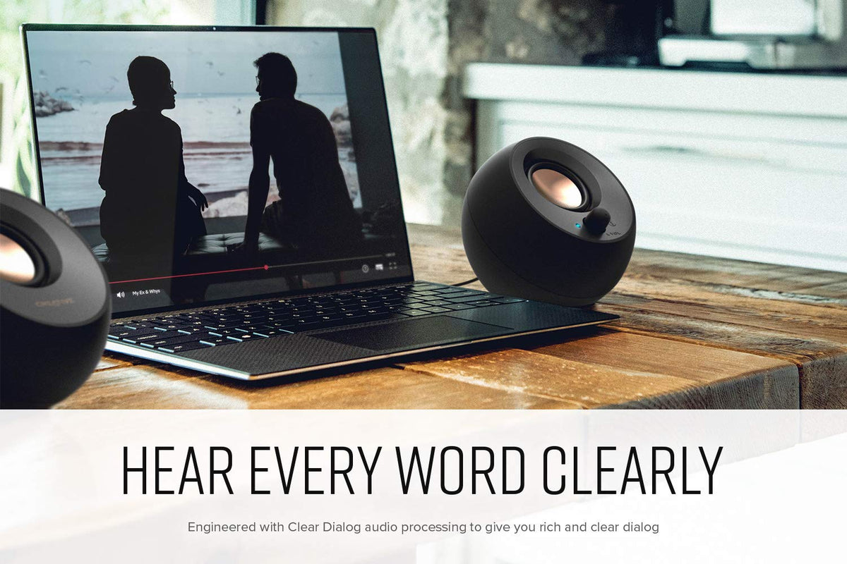 Creative Pebble V3 Minimalistic 2.0 USB-C Desktop Speakers with USB Audio, Clear Dialog Enhancement, Bluetooth 5.0, 8W RMS with 16W Peak Power (Black)