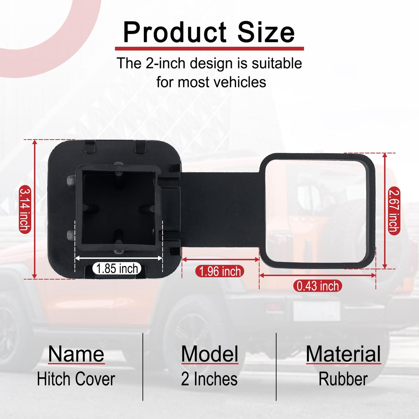 SINGARO 2 Inch Universal Flag Tow Hitch Covers, Trailer Hitch Cover Tube Plug Insert, Car Exterior Accessories, Receiver Tube Hitch Plug（American Flag-Red）