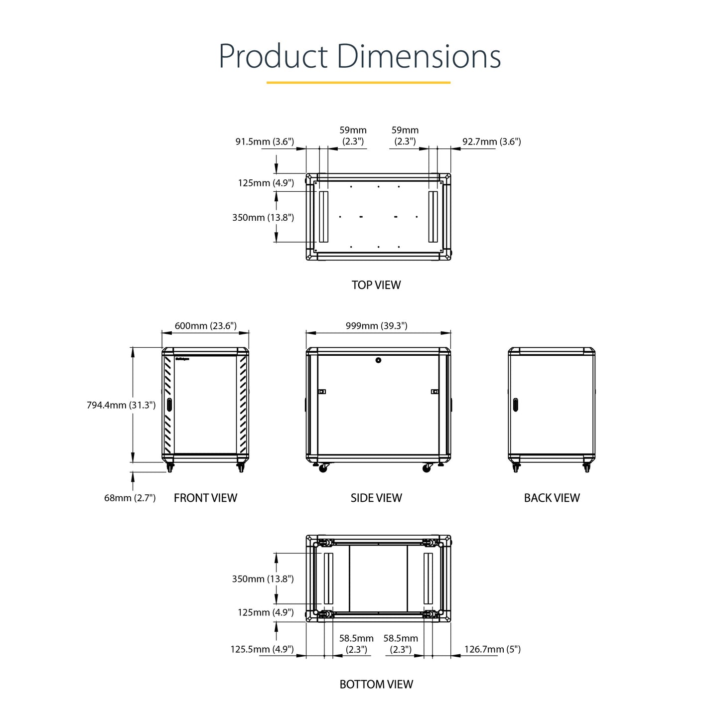 StarTech 15U Enterprise-Grade Server Rack Cabinet, 19in Enclosed 4-Post Rack with 33in (83cm) Mounting Depth and 1764lb (800kg) Weight Capacity