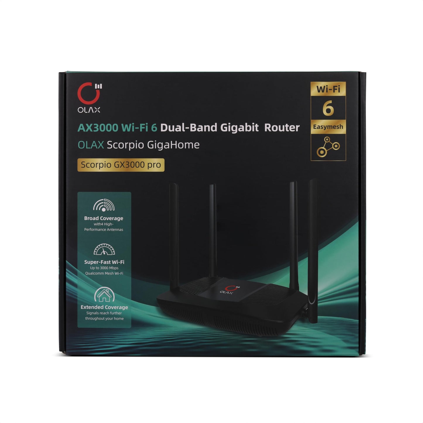 Scorpio Olax GigaHome AX3000 Dual-Band Wi-Fi 6 Router