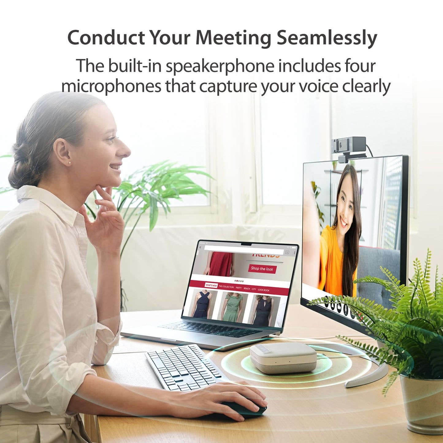 j5create USB-C 4K Speakerphone Dock, All-in-one Audio Dock for Video Conference, 4K HDMI, USB-A x 2, USB-C, Gigabit ethernet, Pass-Through Charging - Works with Teams, Zoom, and Google Meet (JCDS335)