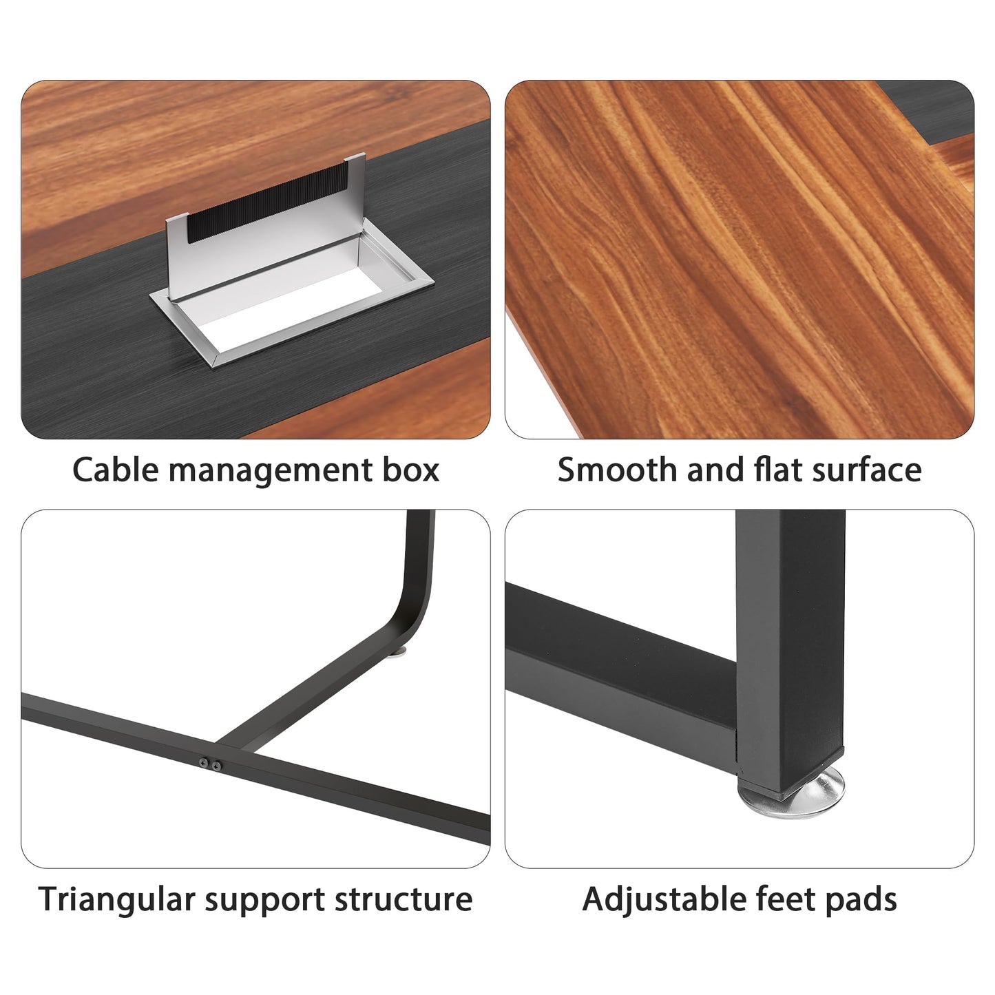 LayBurst 8FT Conference Table,94.4 L x 47.2 W x30.7 H Meeting Seminar Table with Grommet,Stability Enhancement,Large Conference Room Table for Office Meeting (Brown)