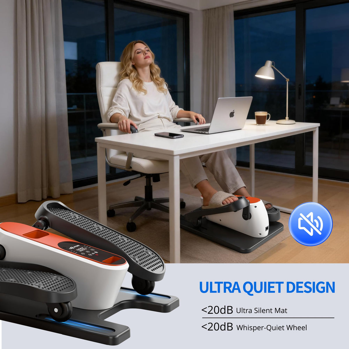 Under Desk Elliptical Machine, Mini Ellipse Leg Exerciser as Seen on TV, Portable Quiet Electric Seated Pedal Exerciser While Sitting for Seniors, 12 Speeds, Manual & Auto Mode for Home & Office
