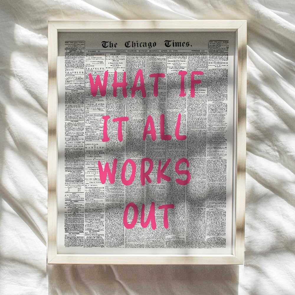 Positive Affirmations Wall Decor - CUTE TRENDY Aesthetic Wall Art - Inspirational quote Office Decor for Women - Newspaper Wall Art Unique Living room Bedroom Art Print - Motivational Quotes