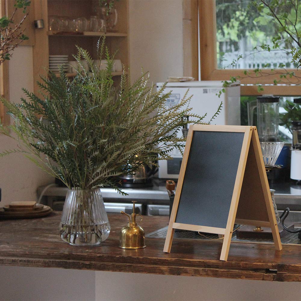 BangQiao Wooden Freestanding A Frame Non Magnetic Chalkboard and Magnetic Dry Erase White Board Display Sign, Double Sided Tabletop Message Board for Home, Office and Counter