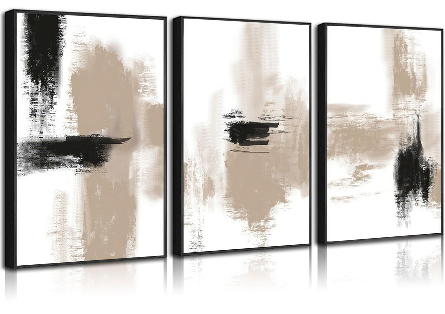 3Pcs Neutral Abstract Wall Art Black Beige Picture Wall Decor Modern Minimalist Aesthetic Canvas Poster Prints Elegant Living Room Artwork Painting Home Decoration for Bedroom Office 12x16in Unframed