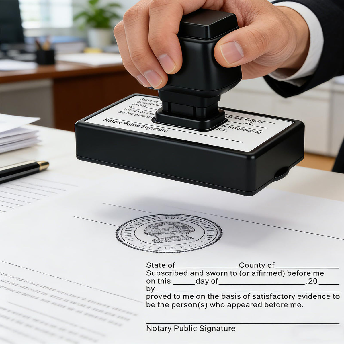 Notary Stamps, Notary Jurat Stamp, Self-Inking Notary Public Jurat Rubber Stamp for Sworn & Subscribed Acknowledgement, Notary Supplies, Notary Seal for Loan Signing Agents, Any State Crisp Impression