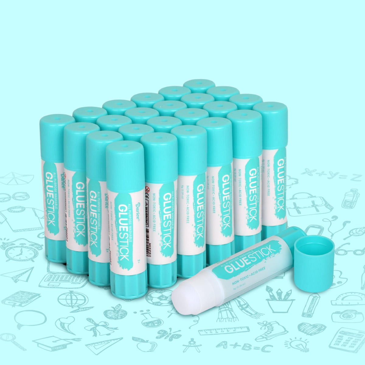 Darice School Glue Sticks, Washable 8 Gram 24 Count All Purpose Glue Stick, Strong Hold, Easy Stick, Quick Drying, Non-Toxic, Back to School Supplies, Scrapbooking for Home