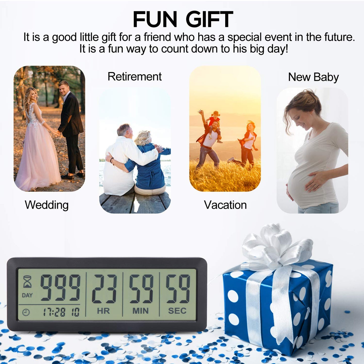 A AIMILAR 999 Days Countdown Timer Digital Clock Retirement Vacation Event Day Counter with Count Up Function