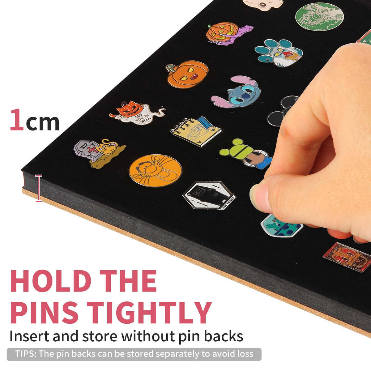 swakuszy Light Up Pin Display Case – 16x12 Black Enamel Pin Display Board with Light, Pin Holder and Pin Collection Display Frame, Pin Display for Wall or Tabletop, Pin Board for Enamel Pins