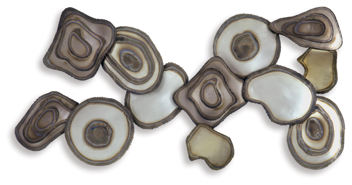 Signature Design by Ashley Worthman Contemporary Metal Abstract Wall Decor 40 x 20 Inches, Dark Brown & Light Gray