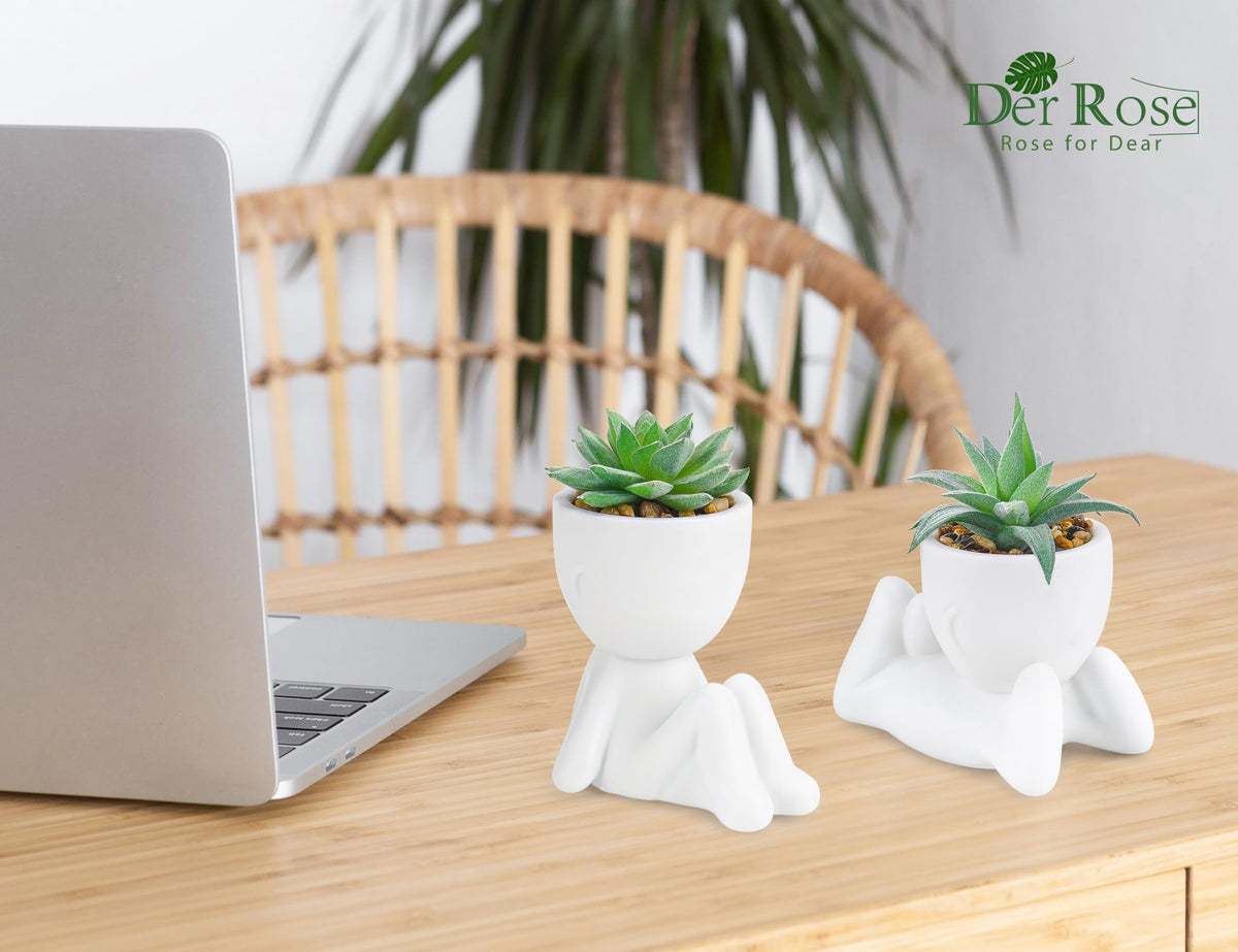 Der Rose 3 Pack Fake Plants for Office Desk Accessories Artificial Succulents Plants for Room Bathroom Home Decor for Women
