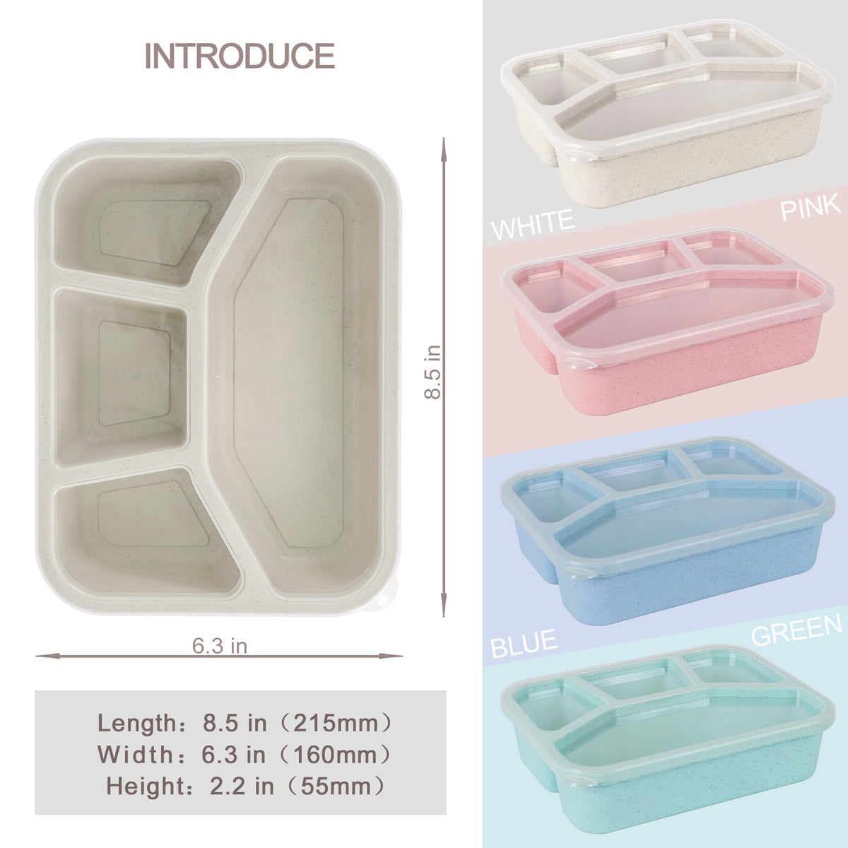 TOUWMX Lunchable Container - 4 Pack Bento Lunch Box, 4-Compartment Snackle Box Container for School Work Travel, Bento Box for Kids, Microwave Dishwasher Safe Bento Box Adult