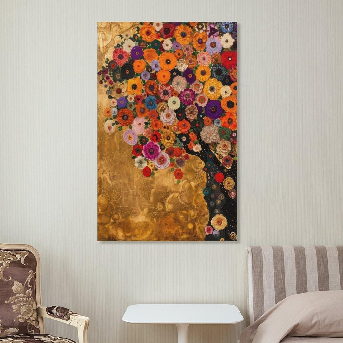 Gustav Klimt Tree of Life Flowers Canvas Printing Wall Art Prints Wall Decor Posters Floral Abstract Golden Bohemian Scandinavian Home Living Room Bedroom Office Gallery Gift 12x18inch(30x45cm)