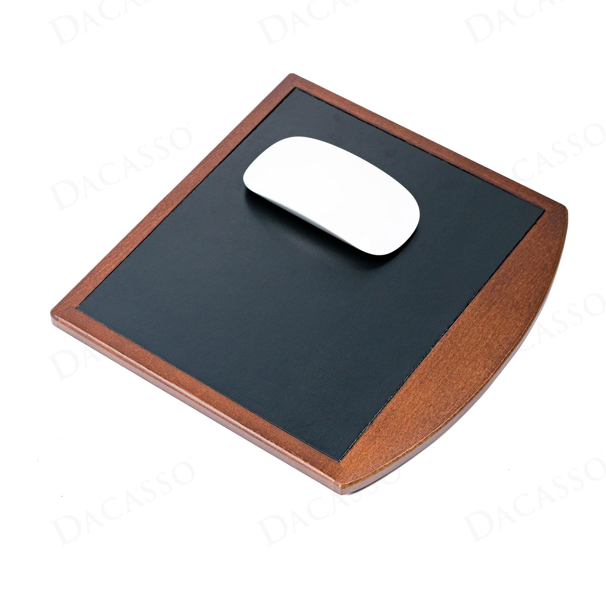 Dacasso Luxury Walnut & Black Leather Mouse Pad - Wood & Leather for Optical/Analog Mouse - Executive Desk Decor & Essential Office Accessories