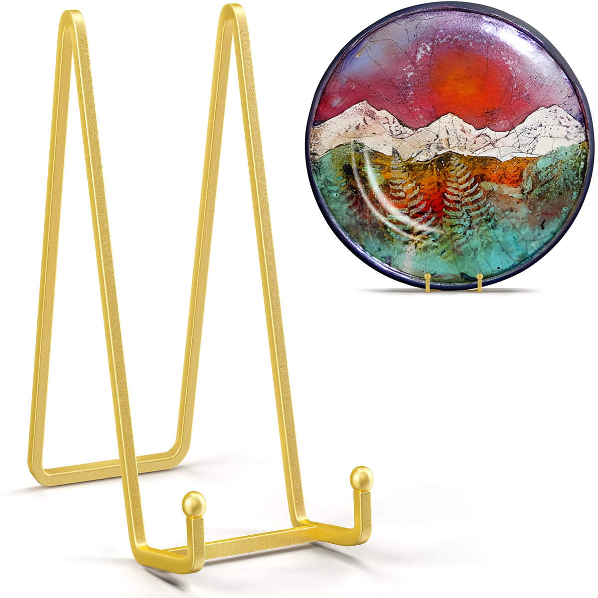 IPAME Plate Stands for Display 12 Inch Heavy Duty - Metal Picture Frame Easel Stands for Large Plates, Books, Platters, Plaques, Decor (Gold 2 Pack)