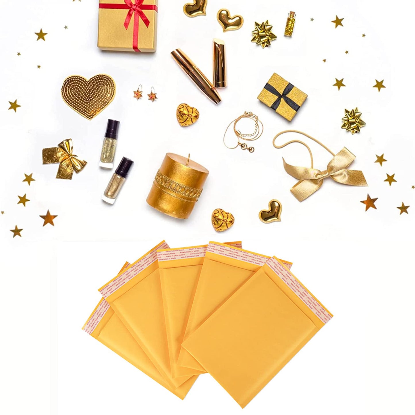 FCLMHD Kraft Bubble Mailers 6x9"100 Pack Yellow Padded Envelopes Self-Sealing Paper Shipping Bags for CDs, Video Games,Jewelry Makeup Supplies.