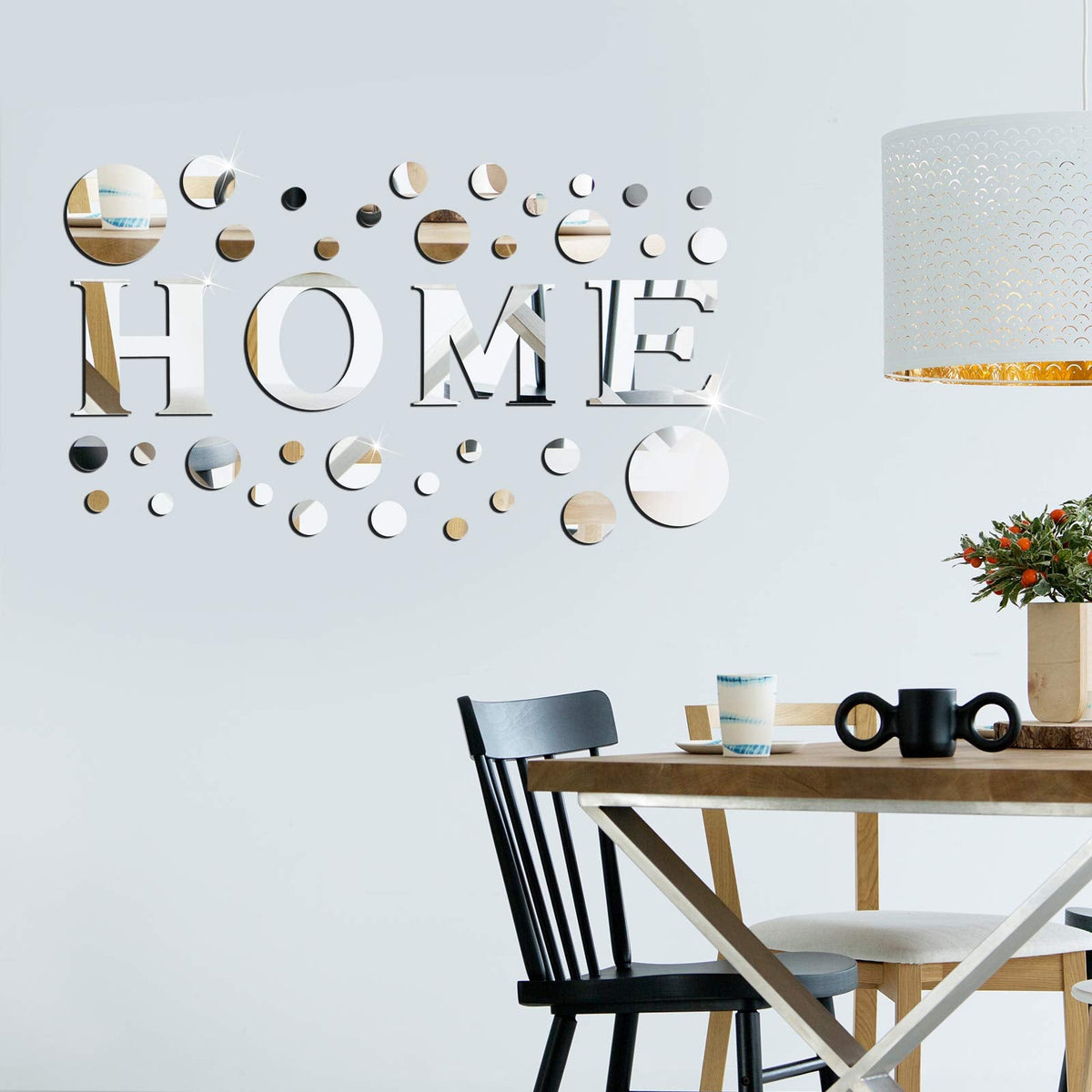 Zonon 30 Pcs Living Room Wall Decor Home Mirror Wall Letter Signs Stickers DIY Acrylic Mirror Decals 3D Decorations for Home Bedroom Living Room Removable(Silver)