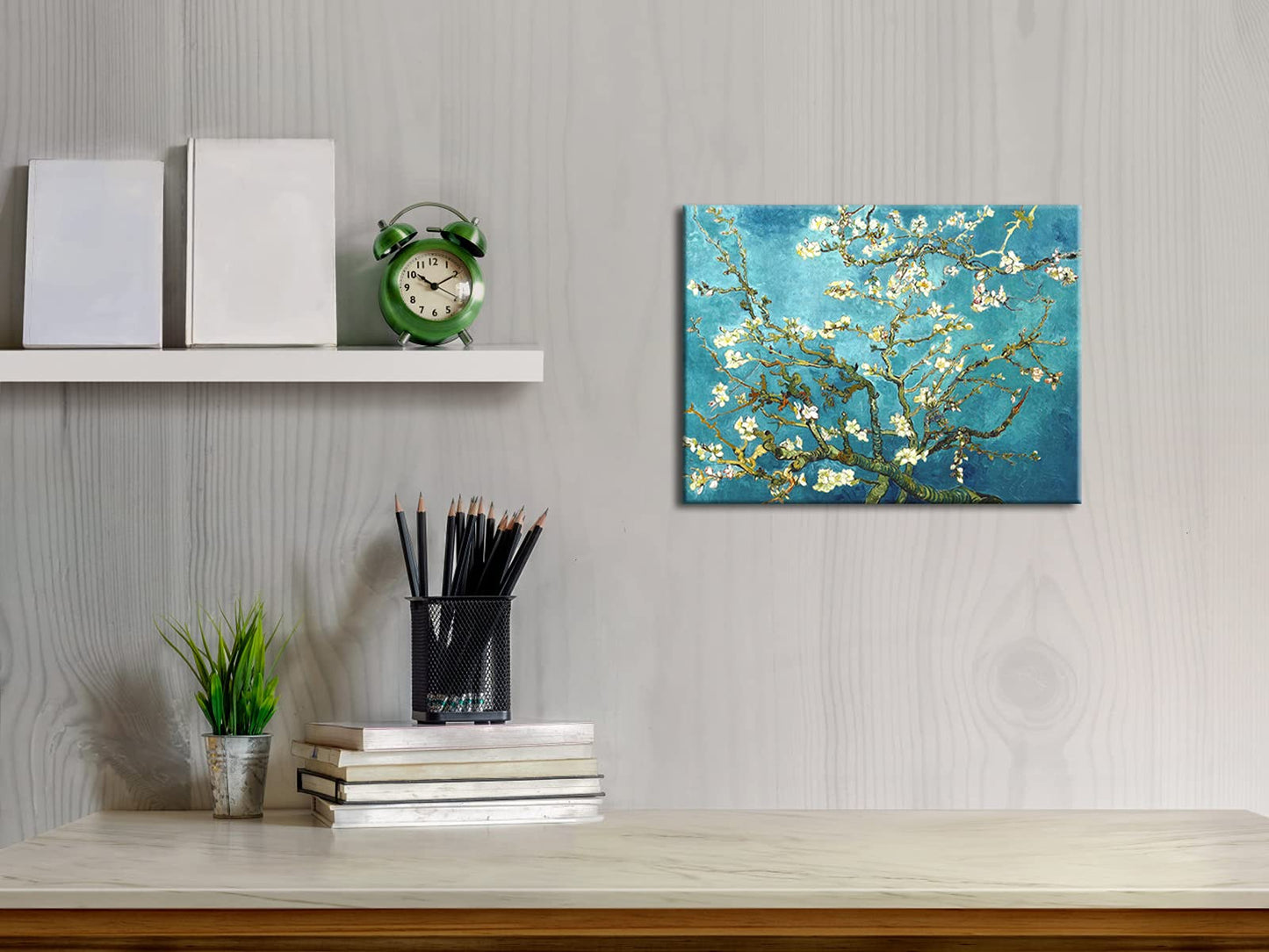Pyradecor Modern Almond Blossom Famous Oil Paintings Reproduction Canvas Prints by Van Gogh Floral Pictures on Canvas Wall Art for Bedroom Home Office Decorations