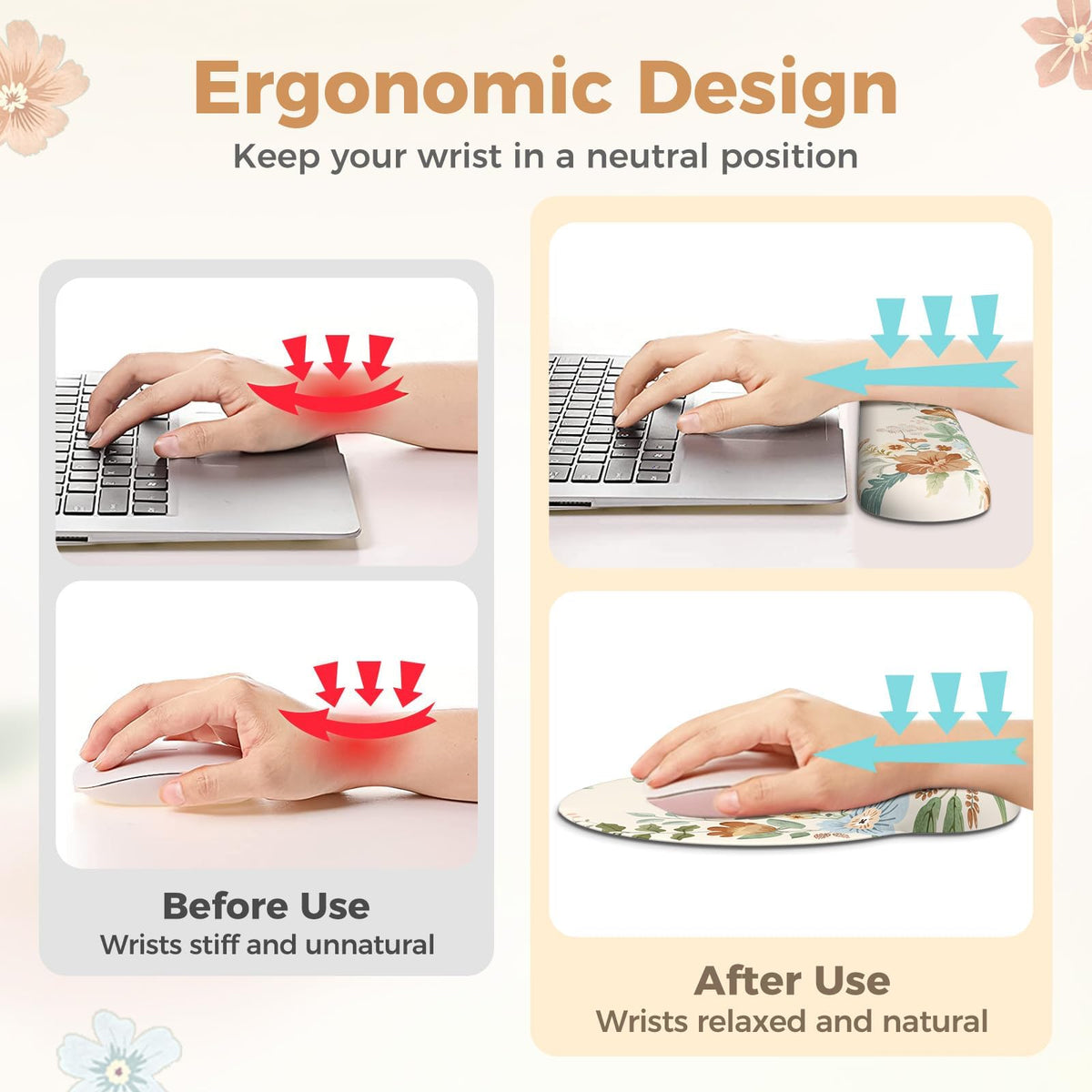 Anyshock Scalloped Office Desk Cover Mat+Keyboard Wrist Rest+Mouse Wrist Rest+Coaster Set,Scalloped Desktop mat for Teacher Desk Cover,Pastel Home Office Essentials