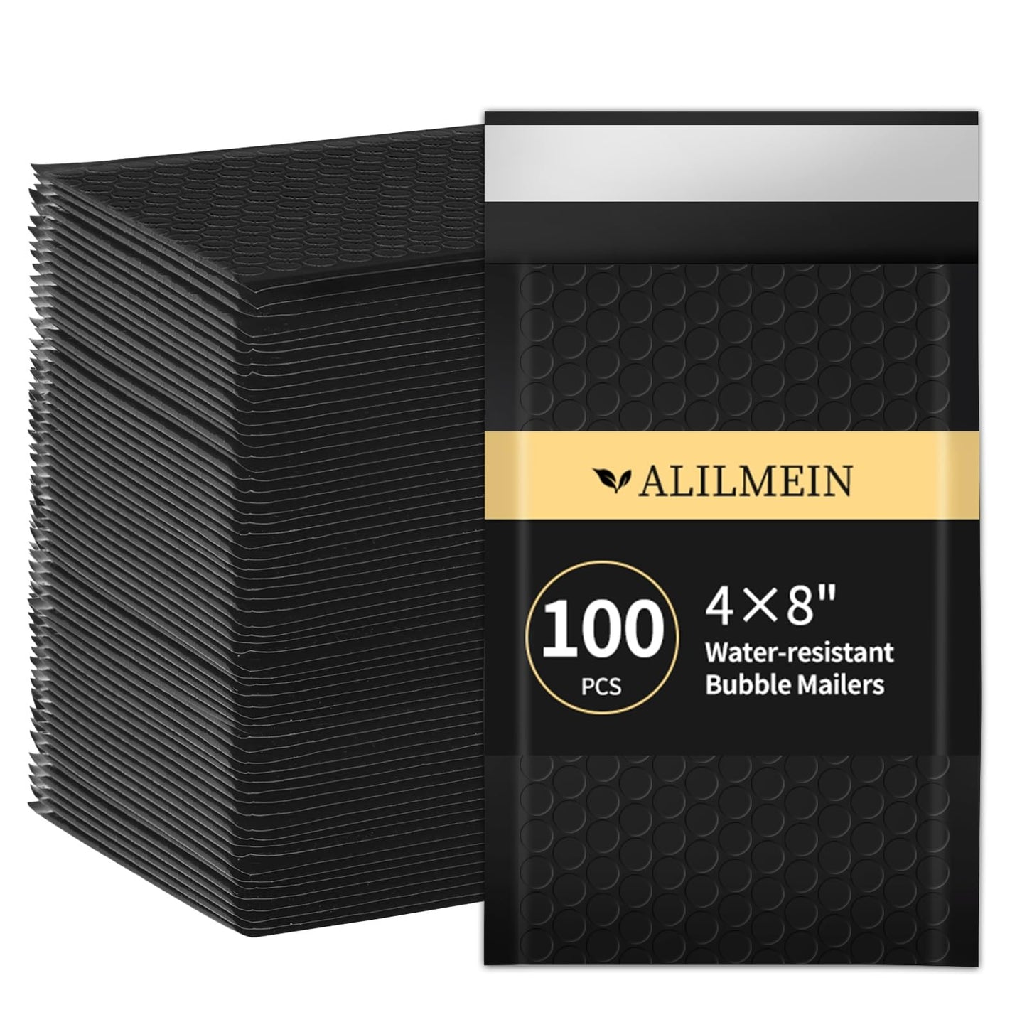 Alilmein 4×8" Inch Bubble Mailers 100 Pack Small Bubble Mailers Waterproof Padded Envelopes Self Seal Adhesive Shipping Bags for Mailing Cards Jewelry Makeup and Small Business Packaging
