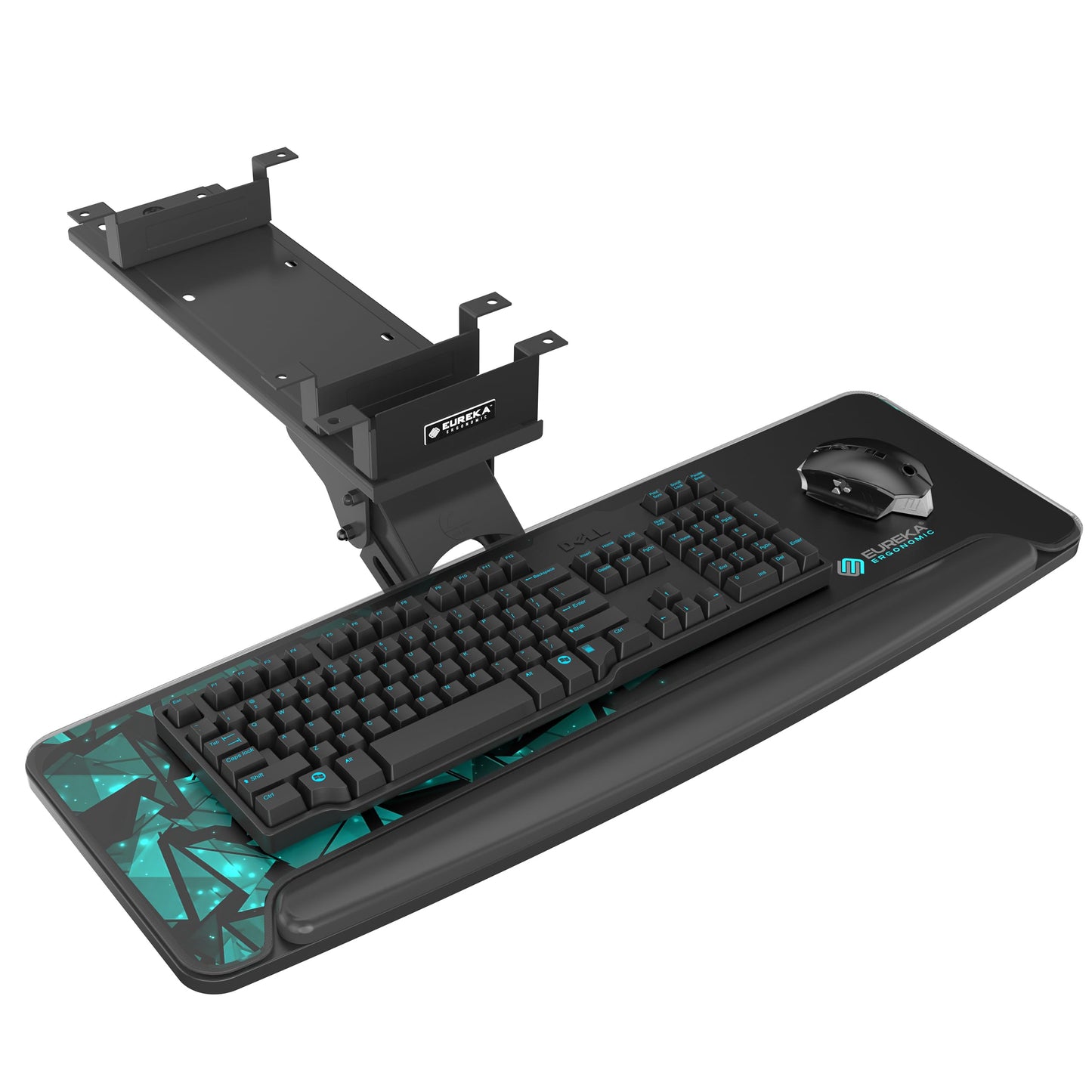 EUREKA ERGONOMIC Height Adjustable Mouse & Keyboard Tray Under Desk, 28x10'' Large Slide Out Swivel Tilt Computer Keyboard Drawer with Pad for Gaming Home Office, Dual Mount