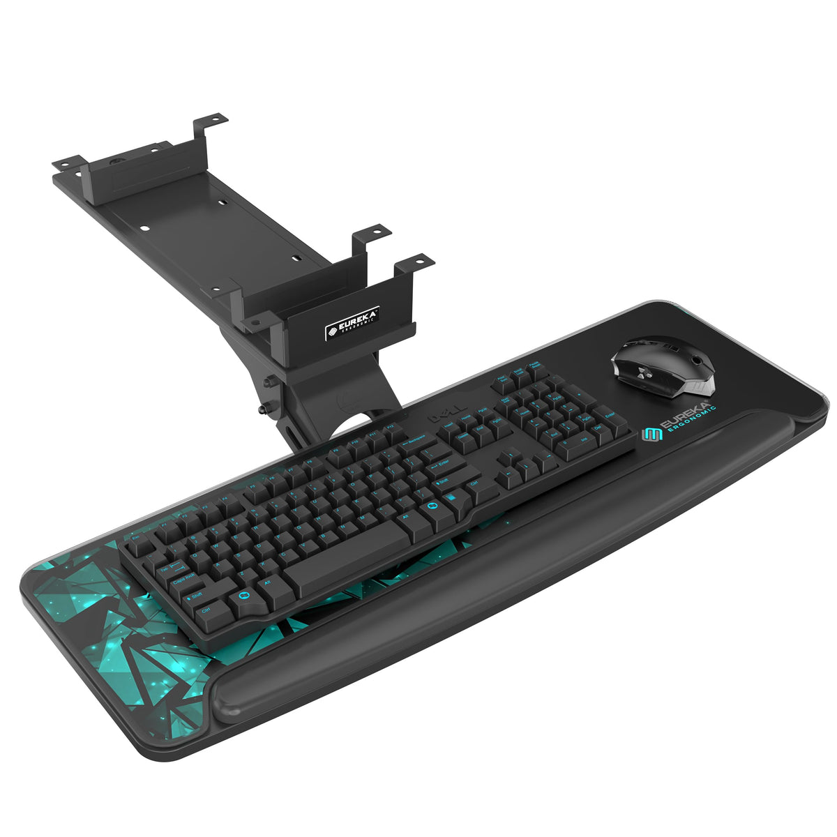 EUREKA ERGONOMIC Height Adjustable Mouse & Keyboard Tray Under Desk, 28x10'' Large Slide Out Swivel Tilt Computer Keyboard Drawer with Pad for Gaming Home Office, Dual Mount