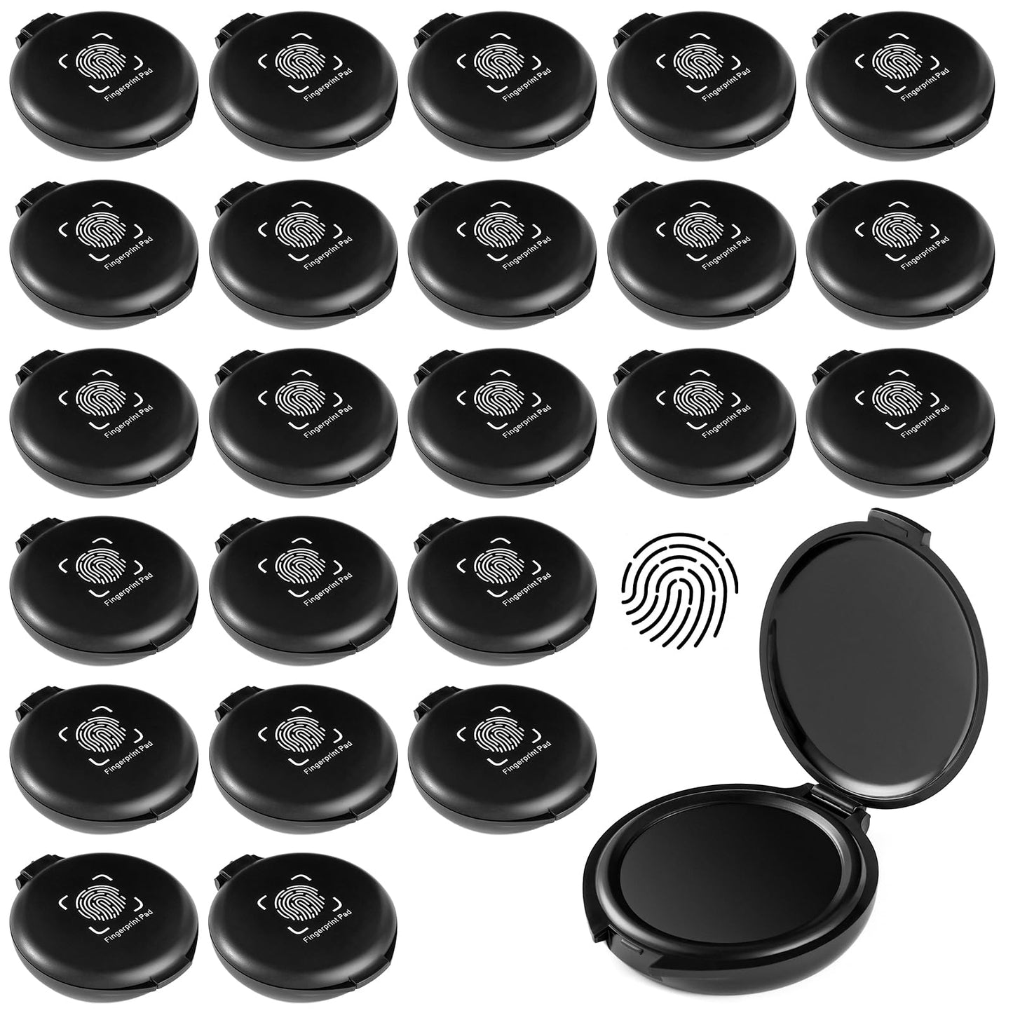 Afcabakila 24PCS Fingerprint Thumbprint Ink Pads, Mini Black Water-Based Ink Stamp Pads for Notary Supplies, Office, ID Security, Law Enforcement, Fingerprint Cards, Home Use Office use