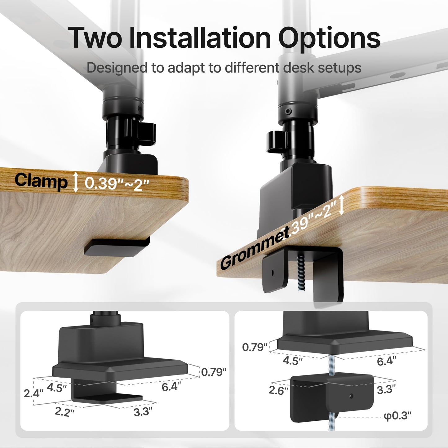 monTEK Dual Monitor Mount Tall Monitor arms for 2 Monitors for 17 to 35 Inch Curved Screen Holds 35 Lbs Adjustable Heavy Duty Monitor Desk Mount Cable Management, VESA 75/100mm