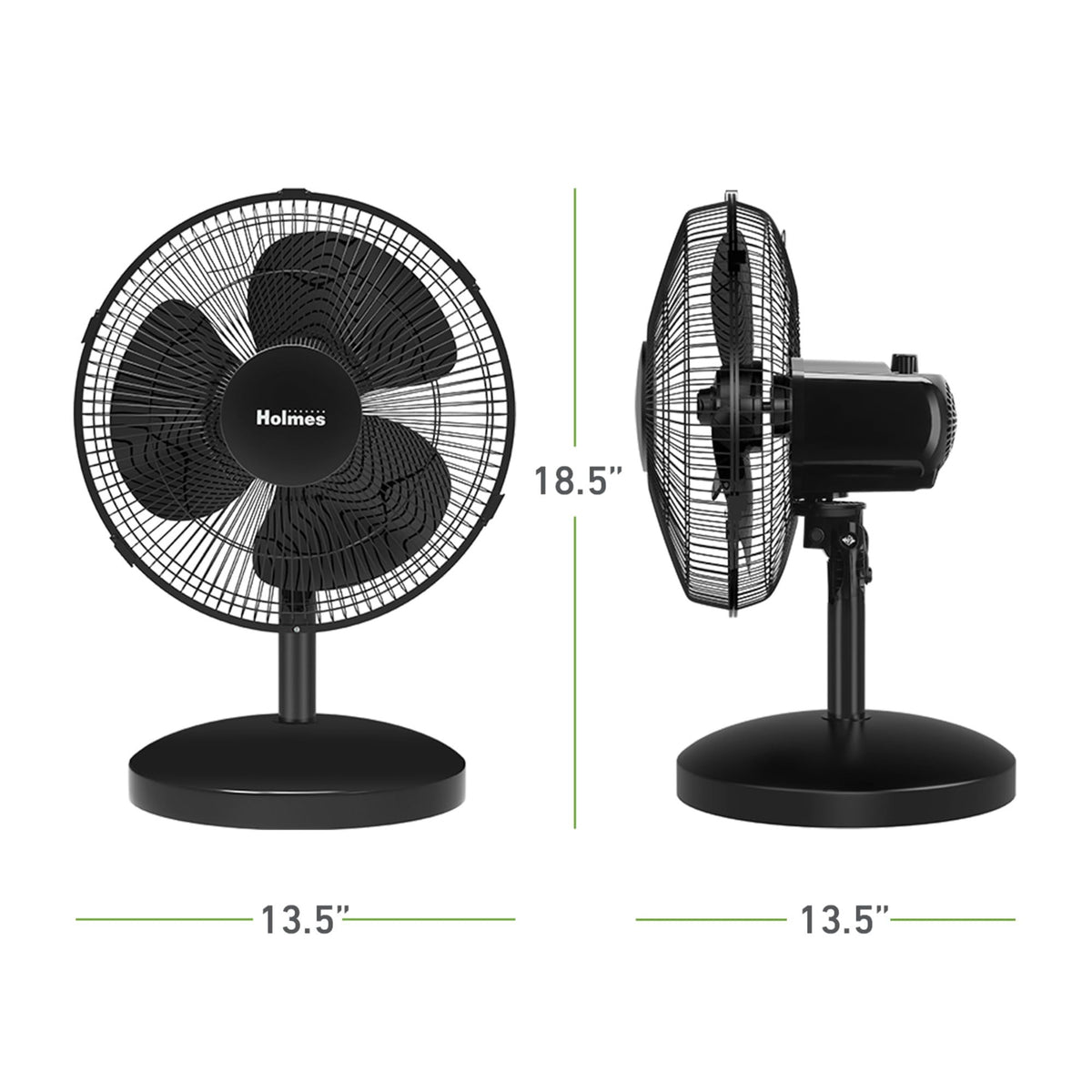 Holmes 12 Inch Oscillating Table Fan 3 Speeds 75 Degree Wide Angle Oscillation Adjustable 15 Degree Tilt Quiet Operation Home Office Bedroom Kitchen Black