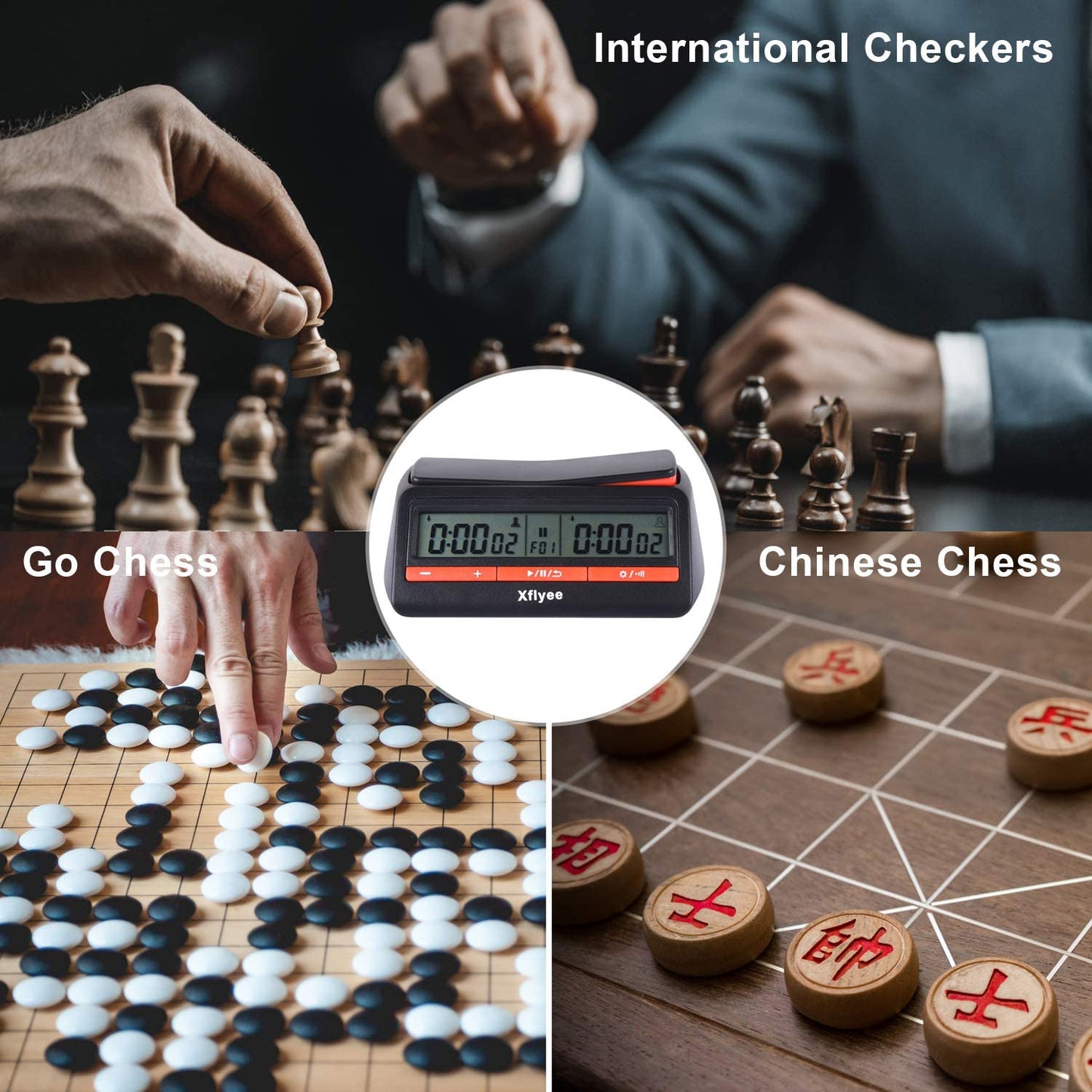 [2023 New] Xflyee Chess Clock - Digital Chess Timer, Available for Portable Timer for Board Games and Chess with Bonus and Delayed Countdown Function