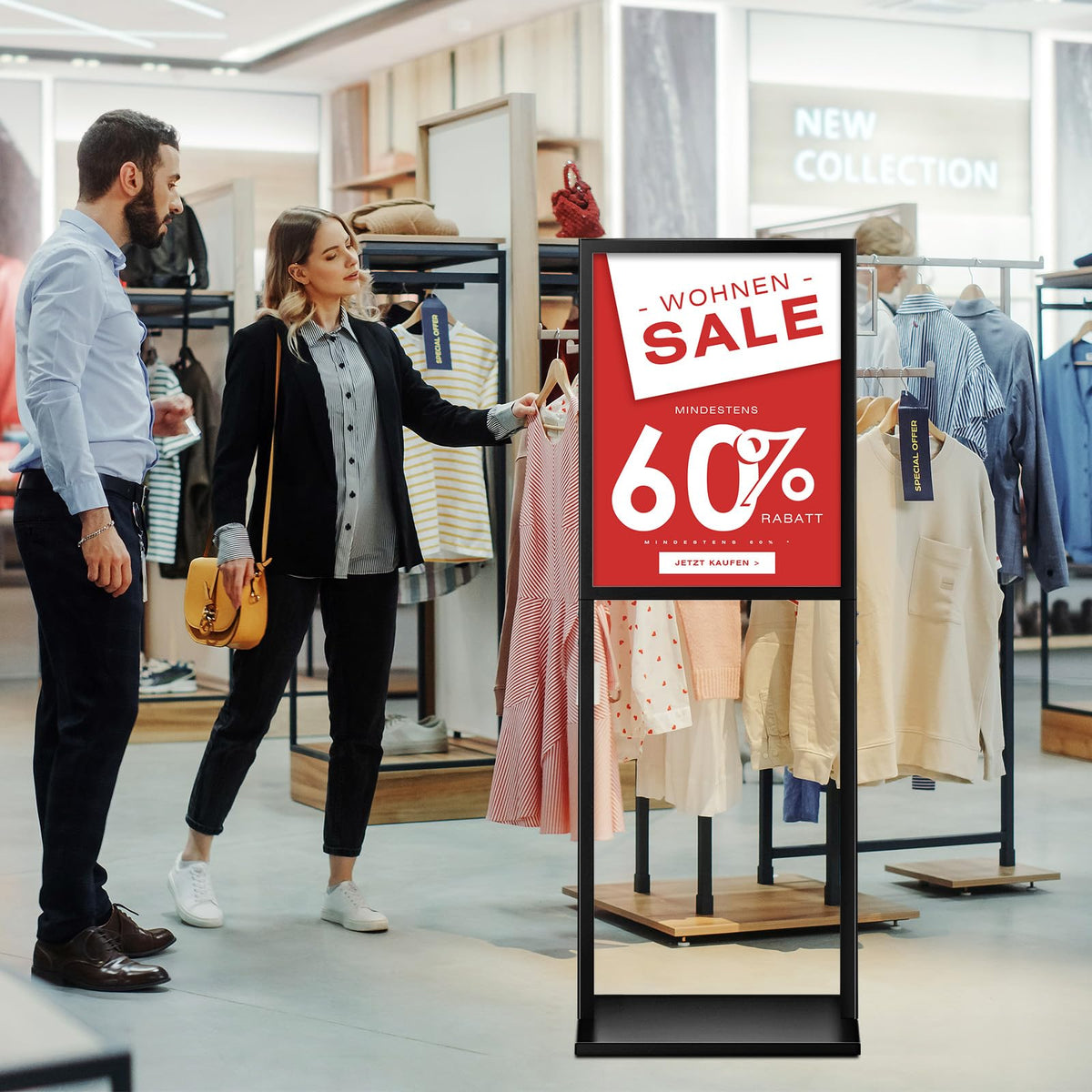 DISPLAYSWORKER Sign holder floor stand, heavy Duty Pedestal poster banner stand for display,22×28 inch slide-in double sided poster sign holder floor standing for board Display (Black, 22×28)
