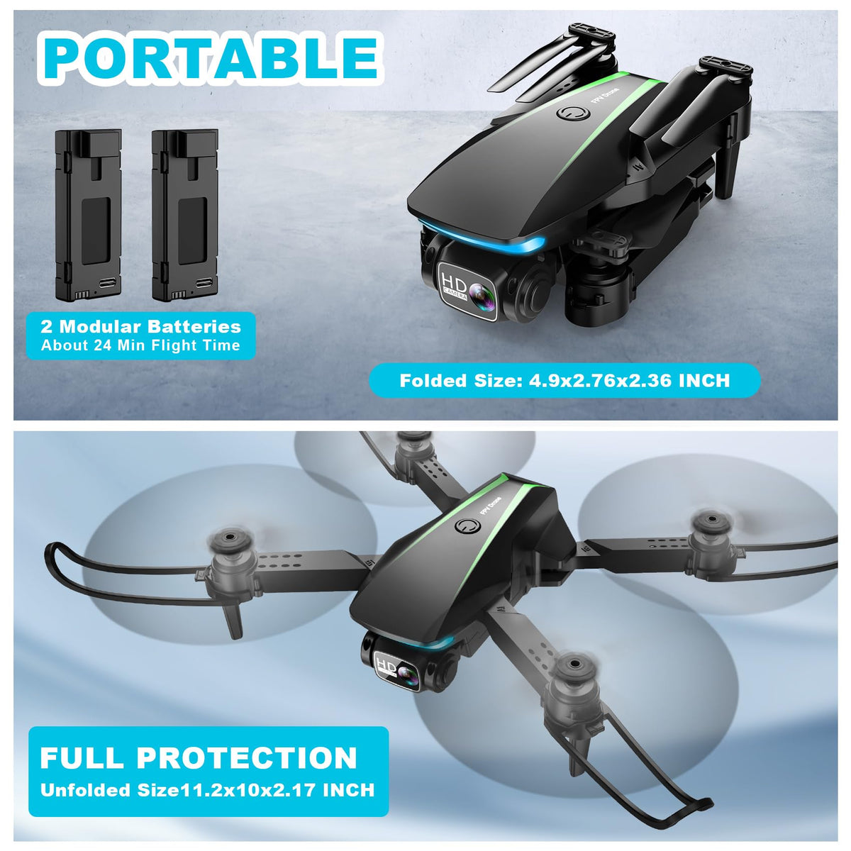 Oddire Mini Drone with Camera - 1080P HD Foldable Drone with Stable Hover, Gravity Control, Auto-Follow, Trajectory Flight, 90° Adjustable Lens, One Key Take Off/Land, 3D Flip, Drones for Adults