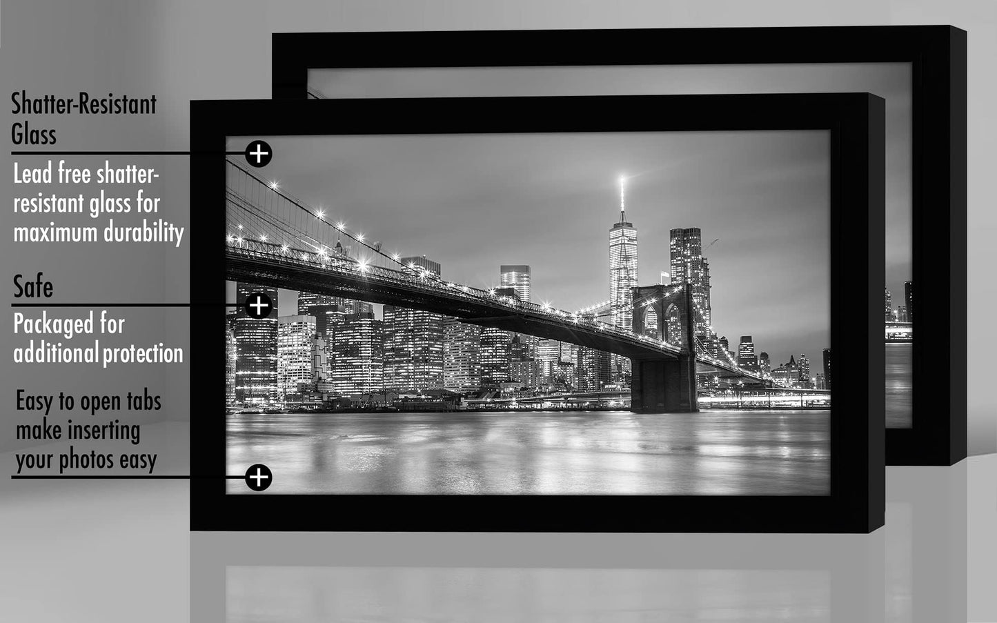 Americanflat 8.5x14 Picture Frame with Shatter-Resistant Glass - Set of 2 - Signature Collection - Gallery-Style Frames Made of Engineered Wood - Picture Frames for Wall Display - Black