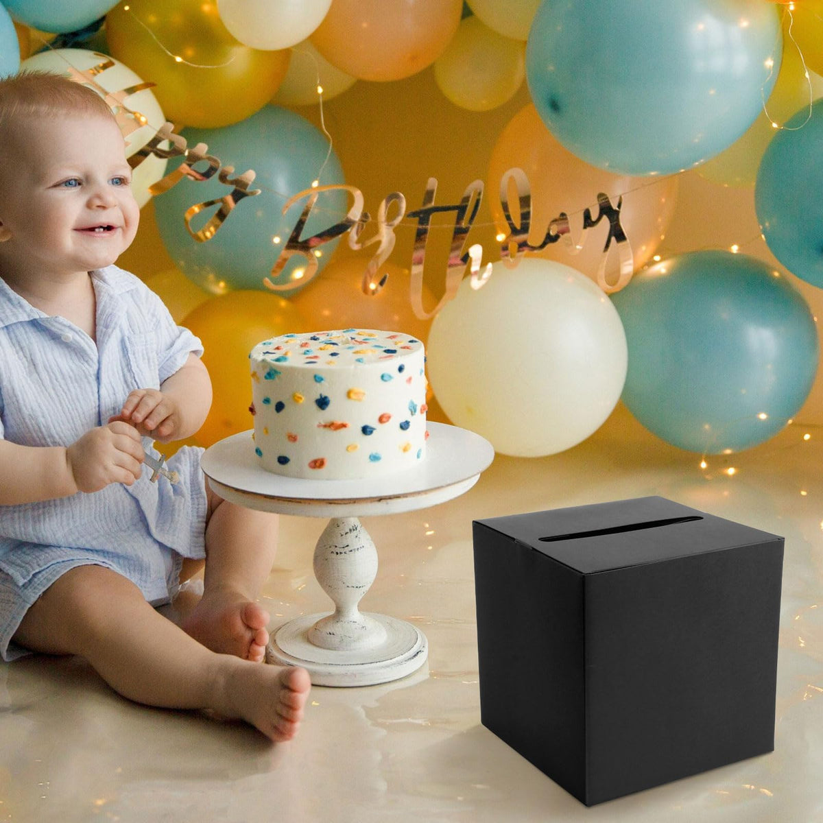 Hooqict Black Card Box with Slot 9.1" Wedding Favor Gift Card Boxes for Reception, Parties, Birthday, Wedding Decorations, Retirement, Graduation Money Box Envelope Holder