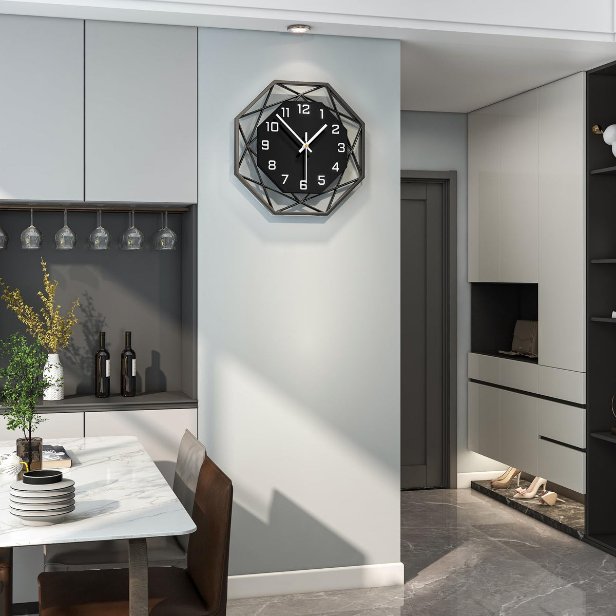 YIJIDECOR Large Wall Clocks for Living Room Decor 16 inch Silent Modern Wall Clocks Wall Clock Battery Operated Non Ticking Black Wood Decorative Clock Wall for Kitchen Bedroom Office Classroom