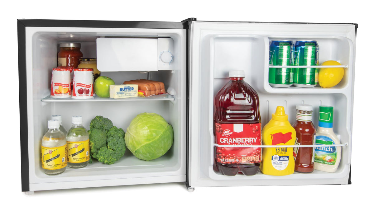 Igloo 1.6 Cu.Ft Mini Fridge with Freezer - Single Door Compact Refrigerator with Glass Shelves for Homes, Dorms & Offices - Keep Drinks & Frozen Foods Cool with Temperature Control Fridge - Platinum