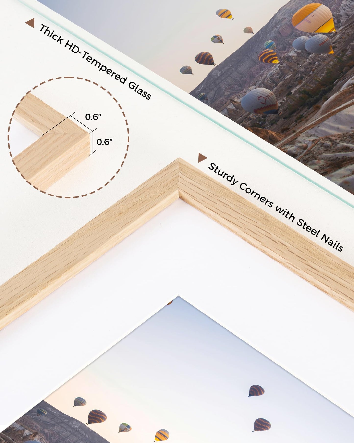 Marsmiles 8x10 Wooden Picture Frame, USA-Sourced Natural Oak Solid Wood Photo Frame with Plexiglass for Display Pictures 5x7 with Mat or 8x10 without Mat, Natural, 1 Pack