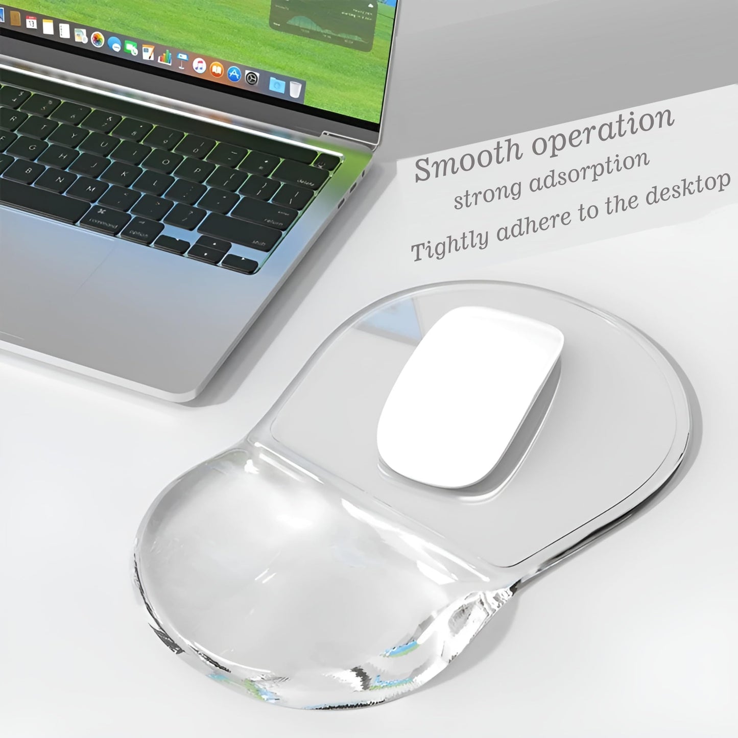 Clear Ergonomic Mouse Pad – Washable & Wipeable Silicone Desk Mat with Wrist Support – Minimalist & Comfortable Design for Premium Workspace Aesthetic Touch-11x3.5inch