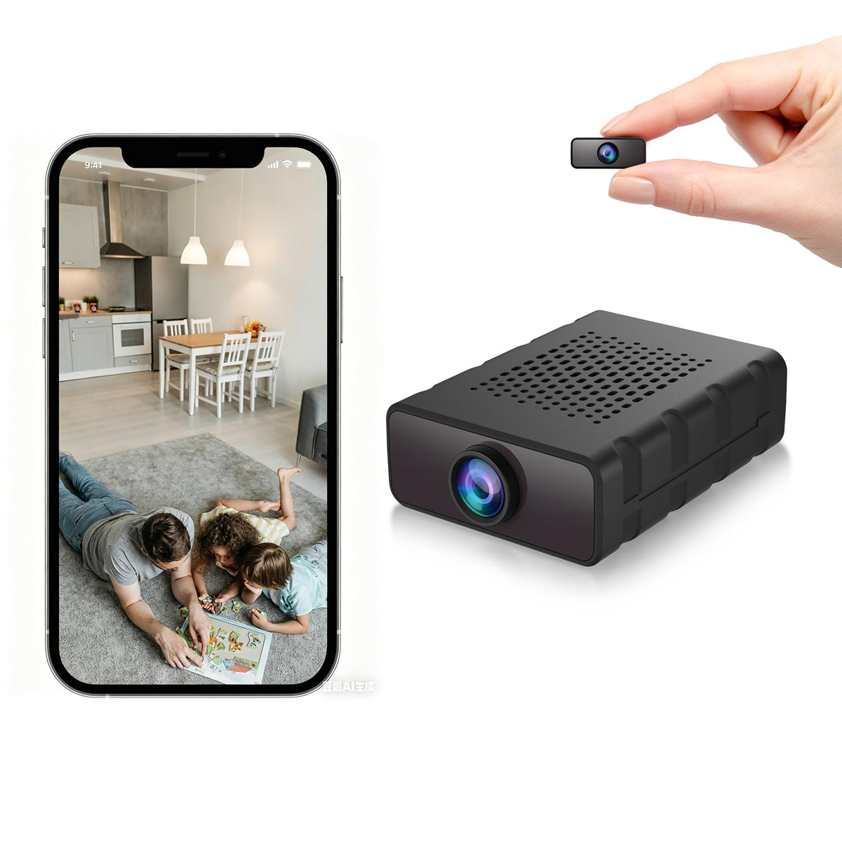 Braload Mini Camera Nanny Cam for Home - 2026 Update WiFi Security Camera with Free Cloud Storage, Baby Monitor Pet Camera with Motion Detection, Night Vision, App Control, with No WiFi Mode (Black)