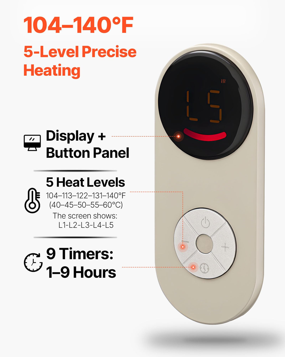 VEVOR Under Desk Space Heater,Rollable Foot Warmer Portable for Home&Office,Timer & Secure,Quiet for Legs,Ankles,Touch&Remote Control Personal Electric Round Surround Warming Pad,Over-Heat Protection