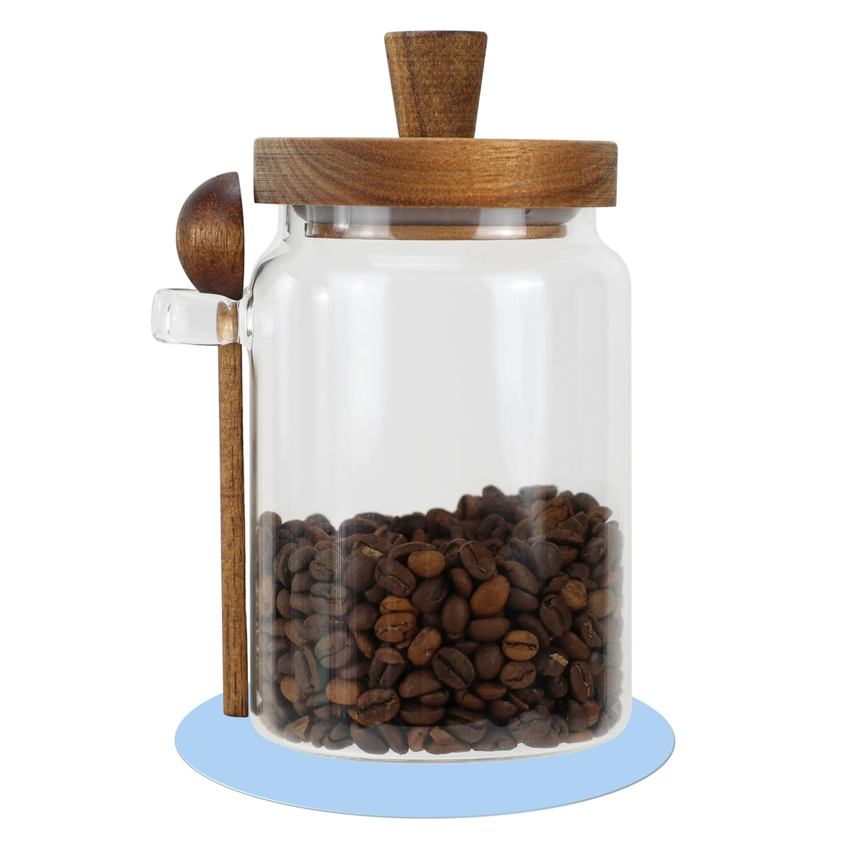 EIKS Glass Jars with Wooden Lids and Scoop, Airtight Food Storage Containers for Sugar Coffee Bean Candy Spice Bath Salt (26oz)
