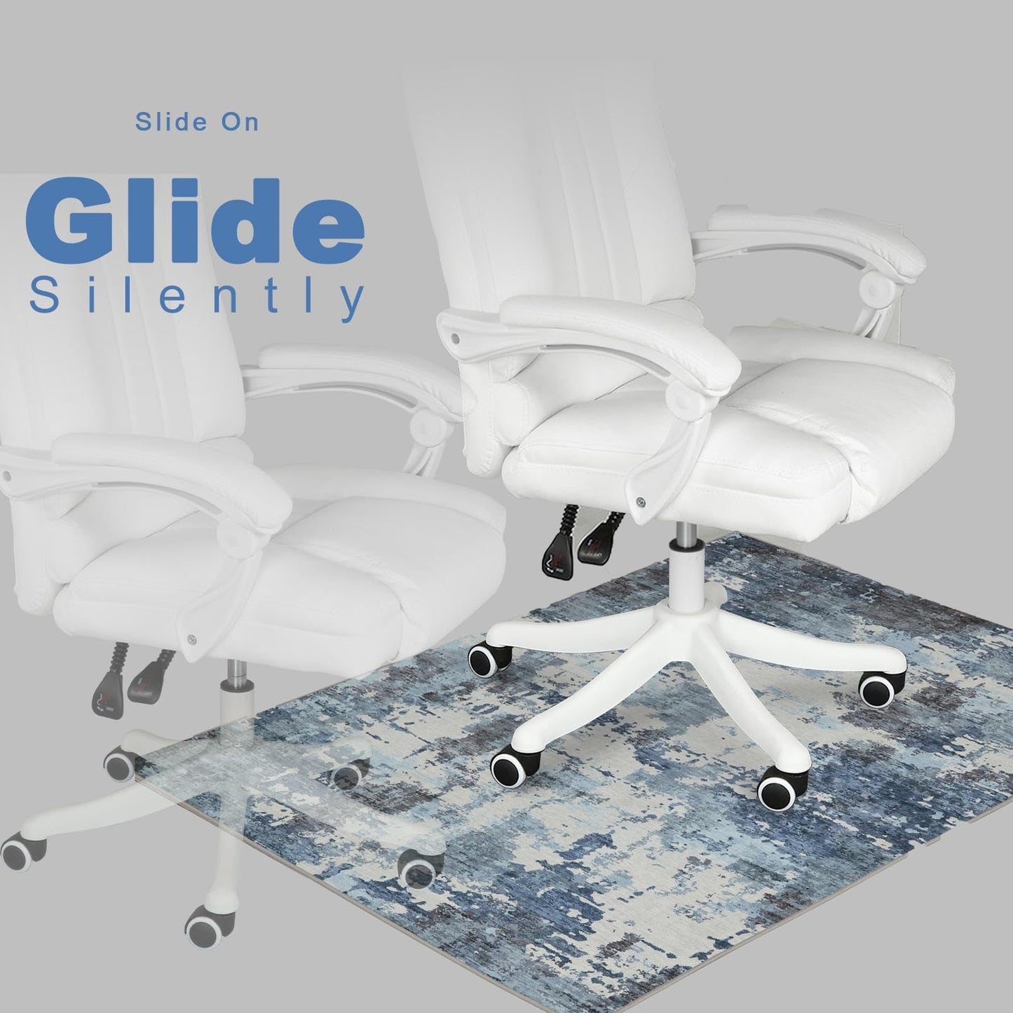 Office Chair Mat for Hardwood Floor, 0.2” Thick Non-Slip Desk Rug, Silent Glide Floor Protector for Rolling Chairs, Easy-Clean Surface, Silent Glide Mat for Tile & Laminate, Blue Gray Mist