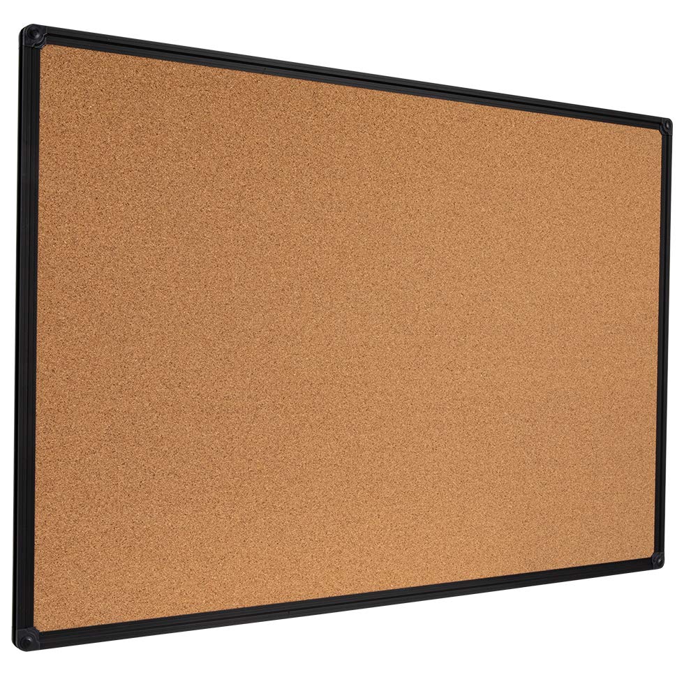 DexBoard Cork Board Bulletin Board for Wall, 24''x36'', Black Frame, Wall Mounted Decorative Hanging Pin Board, Perfect for Display and Organize in Office, School, Home Decor