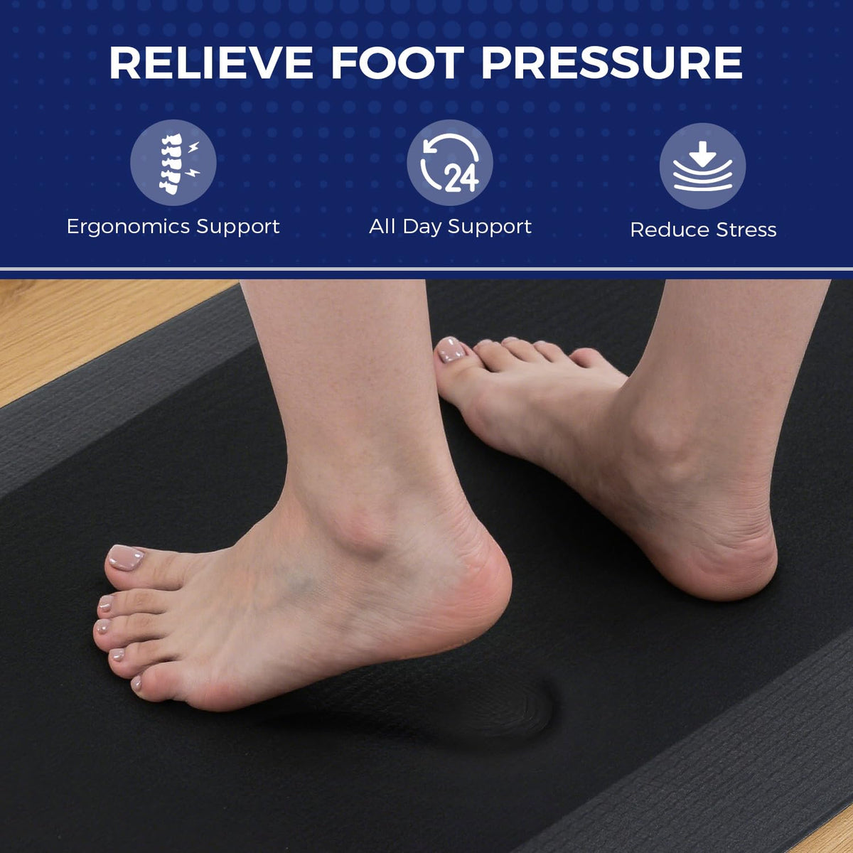 17 x 24 Inch Anti Fatigue Comfort Mat, 1 Inch Extra Thick Waterproof Mat, Non-Slip Standing Desk Mat for Offices, Home, Garages (Black, 24" L x 17" W x 1" Th)