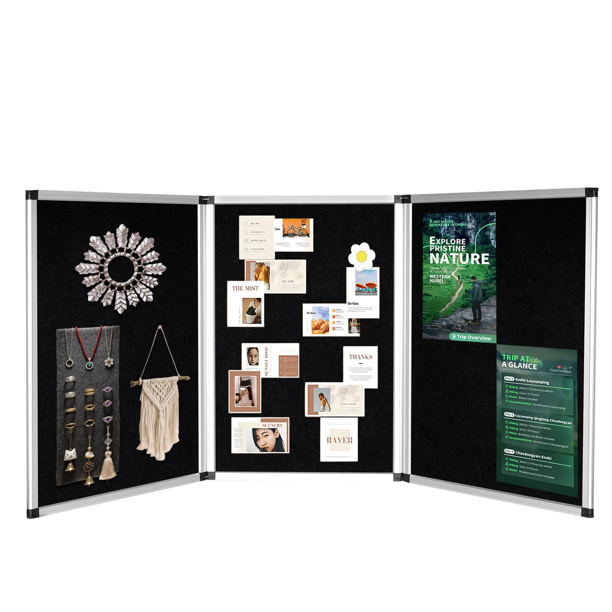 3 Panel Trade Show Presentation Board,Poster Board with Storage Bag Large Tabletop Display Board Folding Art Panel Display for School,Vendor Events,Science Fair Exhibitions (B)