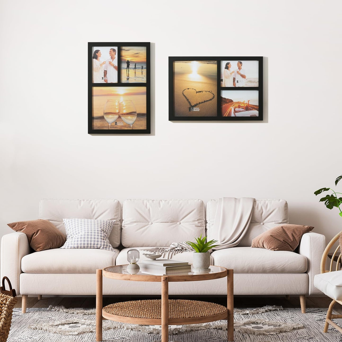 UMICAL Collage Picture Frame for 8x10 and 2 5x7 Pictures Display with Shatter-Resistant Glass & Black Wood 3-Openings Photo Frames Made for Tabletop Stand and Wall Mounting