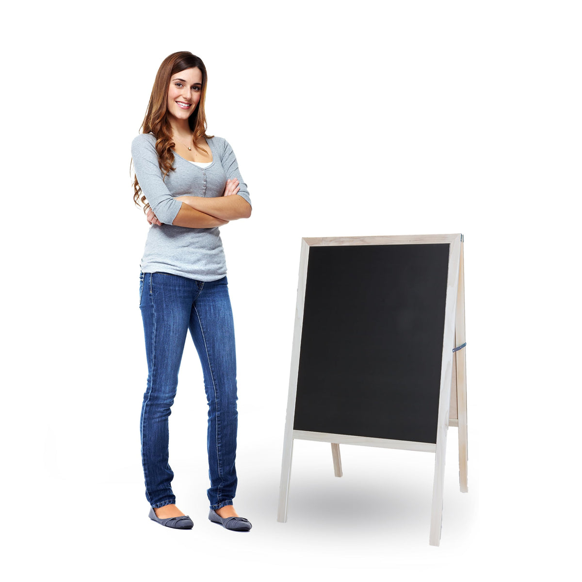 Flipside Products Marquee Easel, Natural Hardwood, White Dry Erase/Black Chalkboard, Menus, Announcements, Restaurants, Coffee Shops, Sale