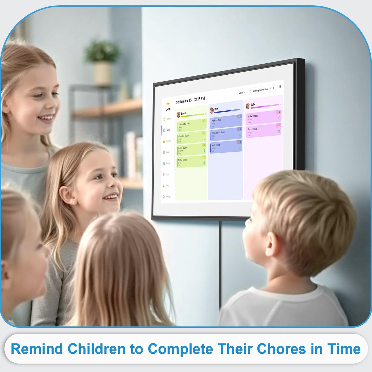 BQQJDD 15.6 Inch Digital Calendar&Chore Chart, 1920 * 1080P Full HD Touchscreen Interactive Display Smart Family Planner, Wall and Desk Mountable, Gifts for Women Men, Gifts for Mom