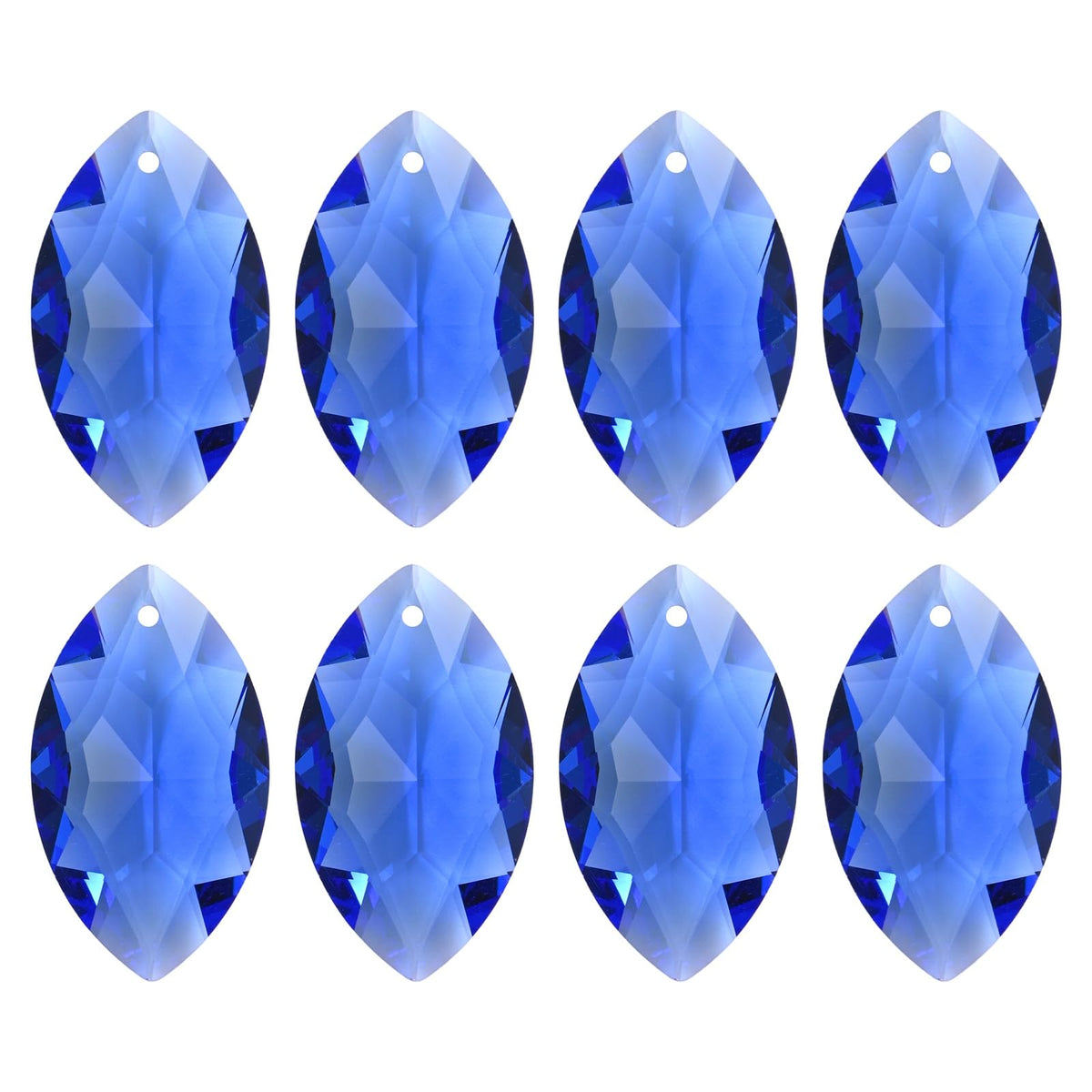 M METERXITY 8-Pack Crystal Horse Eye Prisms, 38mm/1.5 Inch Chandelier Pendant Maker Hanging Crystals Chandelier Prisms for Home/Windows/Garden/DIY Decoration[Blue]